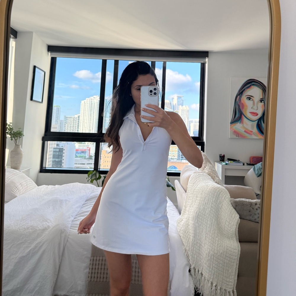 ALO Yoga White Halter Mini Tenis Dress